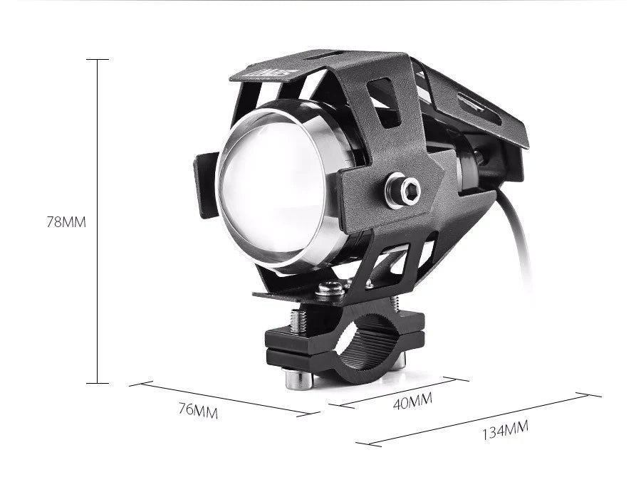 12V-80V Motorcycle LED Headlights Hi/Low Beam Strobe Spot Light - White