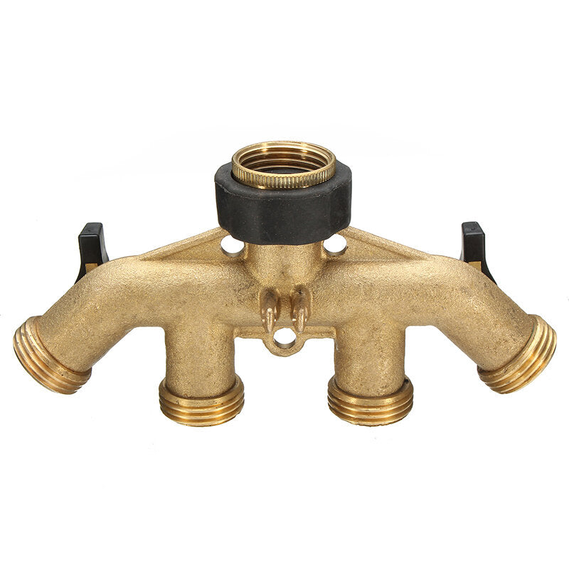 American Standard 3/4" 4-Way Brass Hose Faucet Manifold Water Segregator Garden Tap Connector Splitter Valve