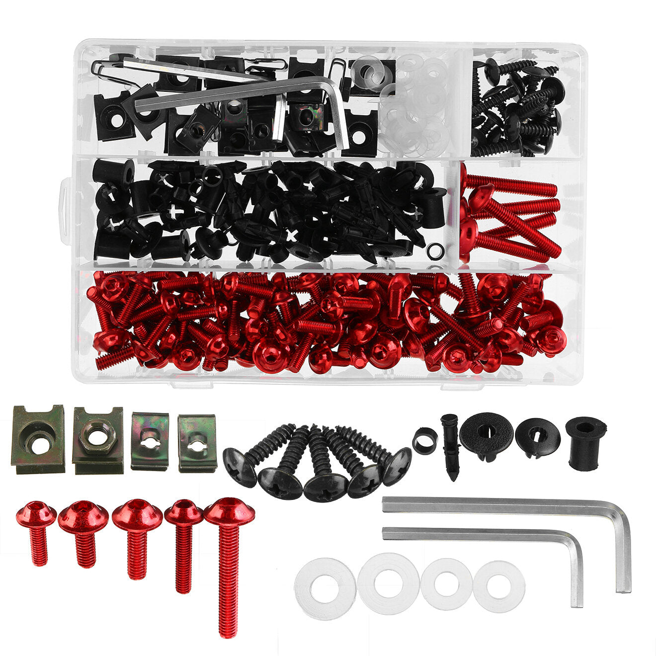 251pcs Motorcycle Sportbike Fairing Bolt Kit - Body Fasteners, Clips, Screws Set