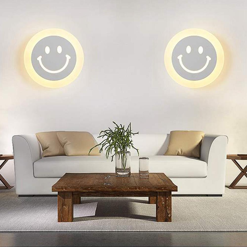 Runde 10-W-LED-Wandleuchte – Smile-Design für Wohnzimmer, Gang, Innenbereich, Nachttischlampe