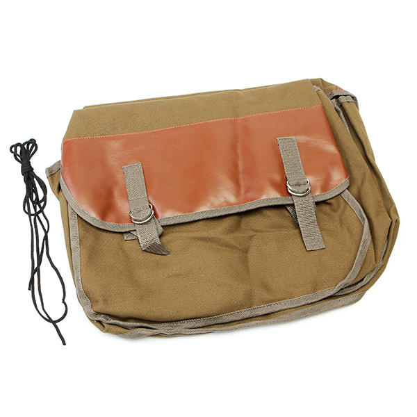 Khaki Canvas Motorcycle Side Saddle Bag - Durable Luggage for Bikes