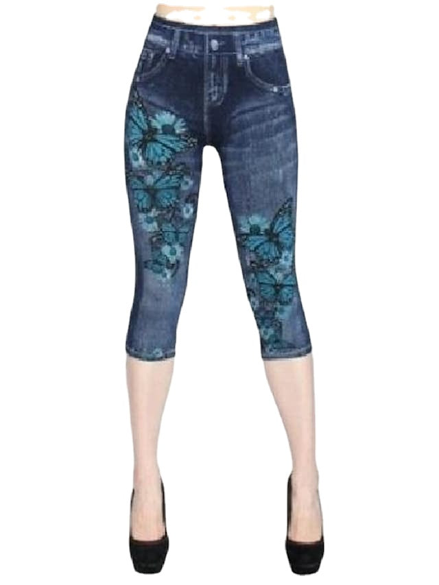 Casual Sport Women's Mid Waist Stretchy Print Skinny Bell Bottom Calf-Length Pants