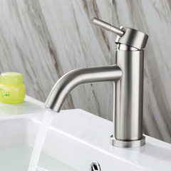 Lead-Free Stainless Steel Bathroom Basin Faucet - Single Handle, Hot & Cold Mixer Taps with Hoses