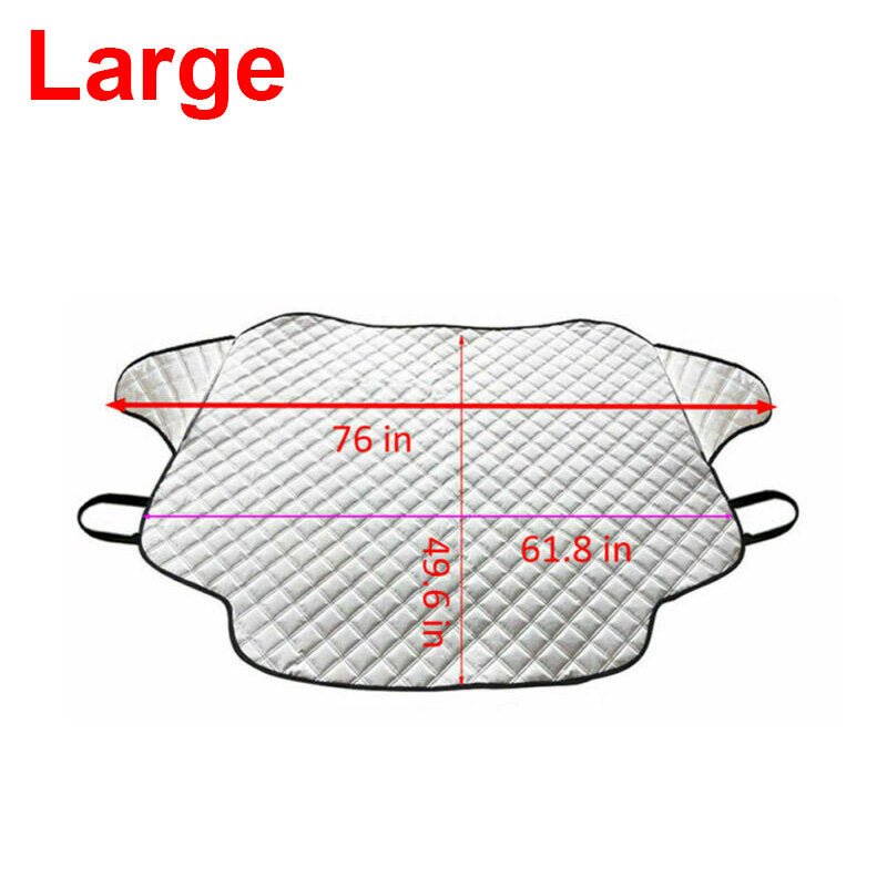 Silver Car Windshield Snow Cover Sun Shade Protector with Magnets for CRVs, Trucks, SUVs, and RVs