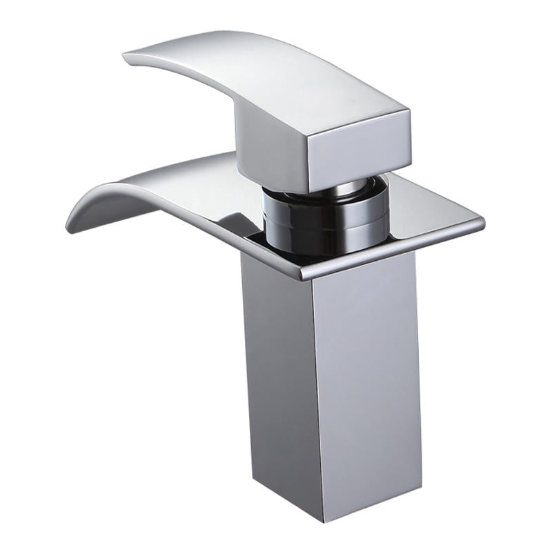 Bathroom Waterfall Sink Faucet - Single Lever Mixer Tap for Hot & Cold Water, Brass Construction