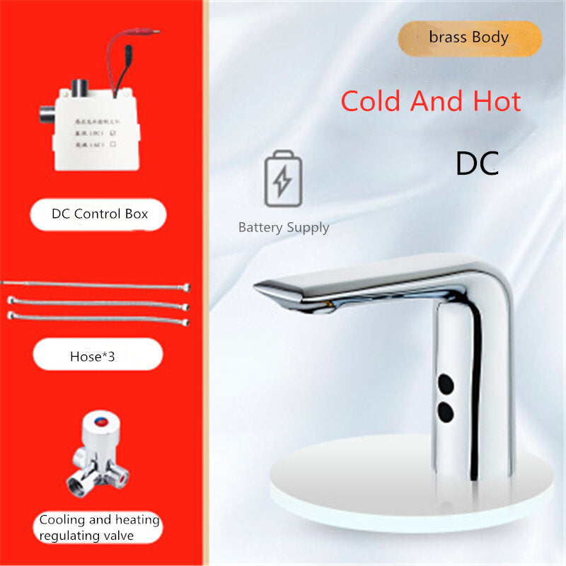 Automatic Sensor Faucet - Hands-Free Infrared Sink Tap with Hot and Cold Mixer for Bathroom Basin