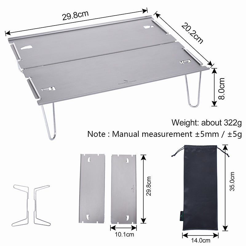 Lightweight Aluminium Alloy Camping Table - Hard-Topped, Folding, Mini Size with Carry Bag