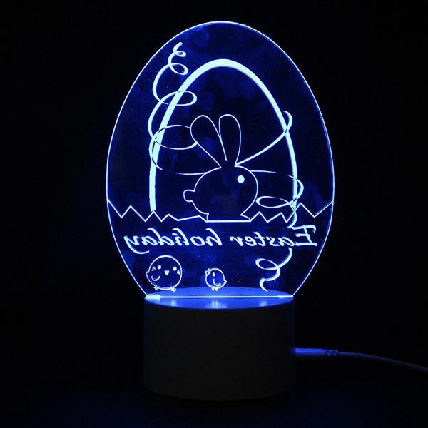 3D Illusion Easter Egg Rabbit LED Night Light - USB Colorful Table Lamp, Holiday Decor, DC5V