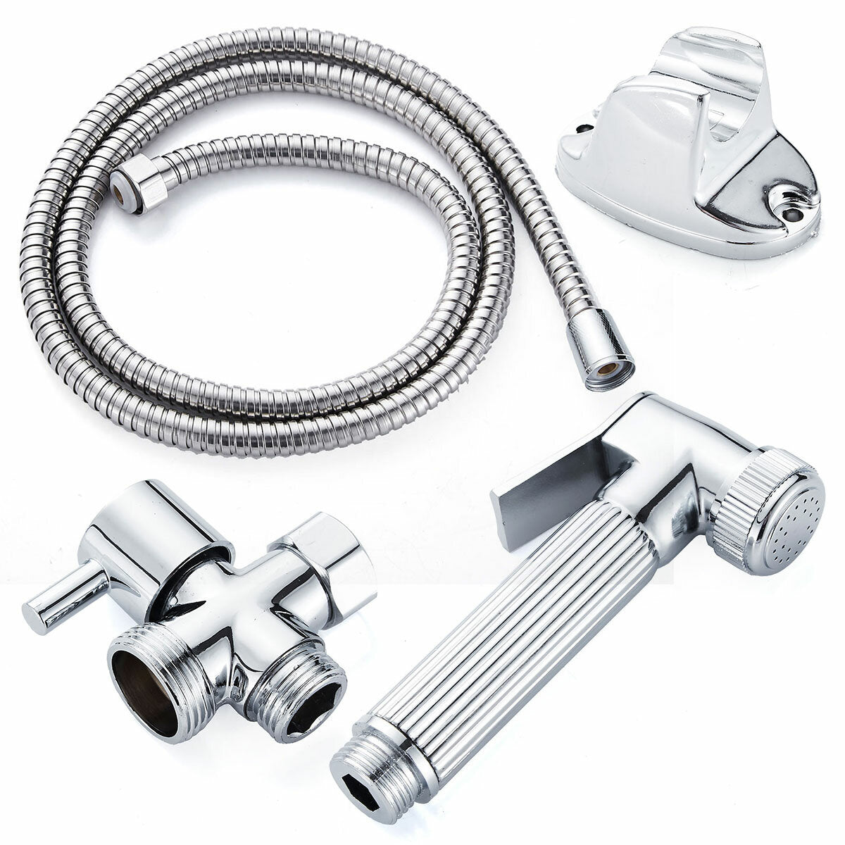 Stainless Steel Handheld Bidet Sprayer Kit - Shower Head, Toilet Adapter, Hose Included