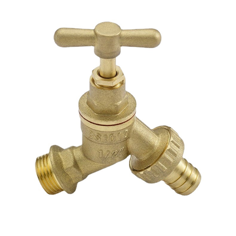 1/2" Brass Slow-Closing Faucet Valve - Garden Irrigation Tap, Barrel Joint Accessory