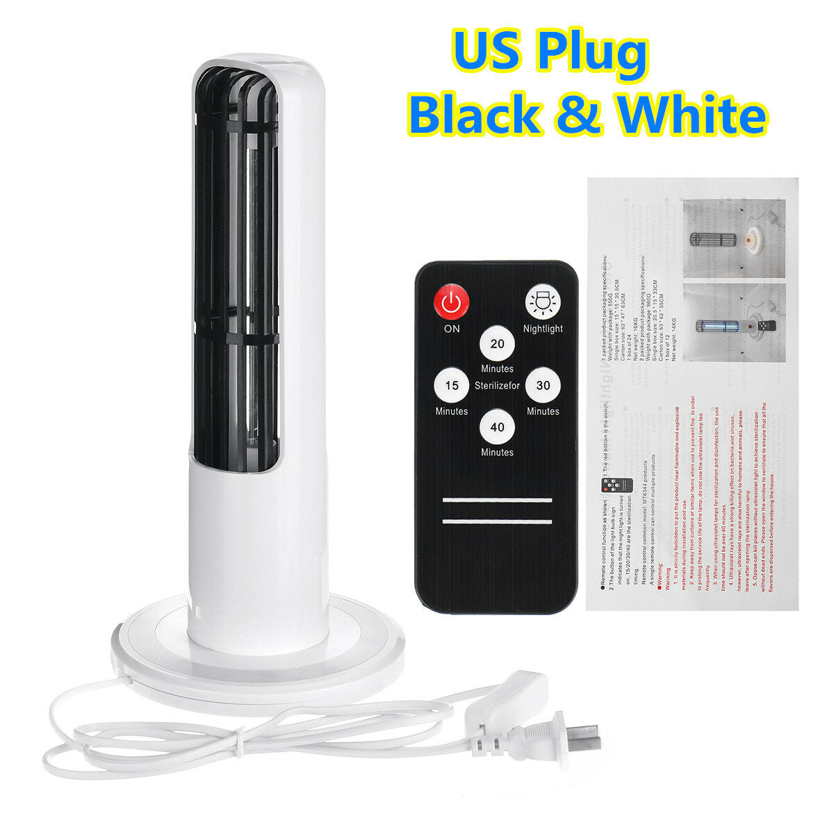 UVC+Ozone Sterilizing Lamp with UV Germicidal Disinfection and Timing Control Night Light