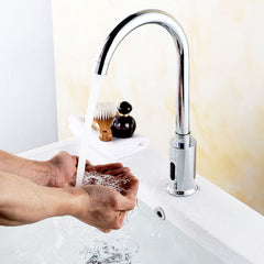 Zinc Alloy Automatic Infrared Sensor Kitchen Faucet - Touchless, Single Cold Tap, Deck Mount with Hose Controller Box