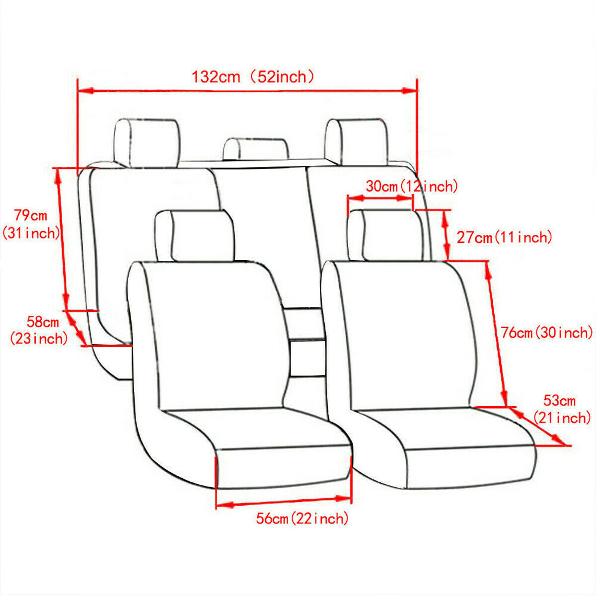 Universal PU Leather Car Seat Covers Protector, 1/5 Seater, Front & Rear, Black