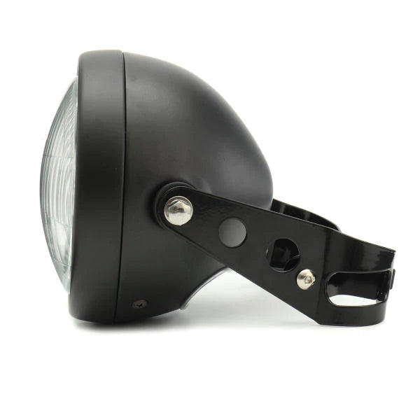 6.5" 12V Motorcycle Headlight Hi/Lo Beam Matte Black with Mount Bracket for Honda Cafe Racer