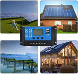 18W Solar Panel Dual USB 5V/12V with 30A Solar Charge Controller LCD Waterproof for Car Yacht RV Battery Charger