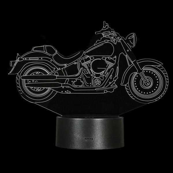 3D Illusion Motorcycle LED Desk Lamp - 7 Color Changing Touch Switch Night Light