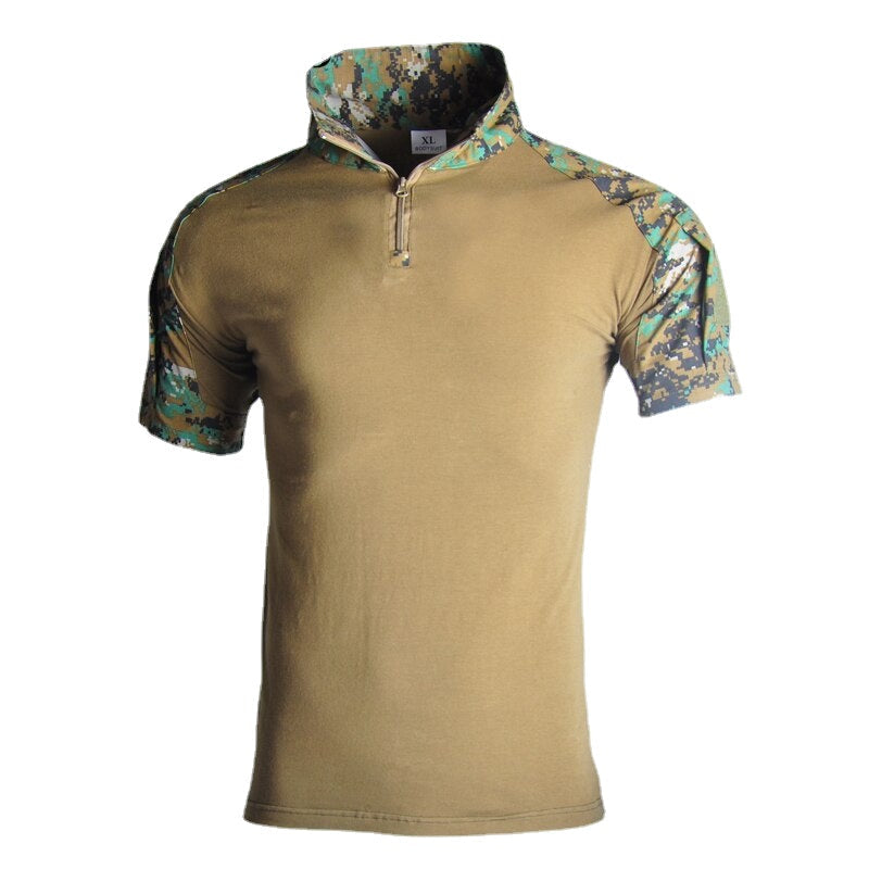 Tactical Camouflage Army Hunting Short Sleeve T-Shirts - Combat Military Hiking Shirts for Men