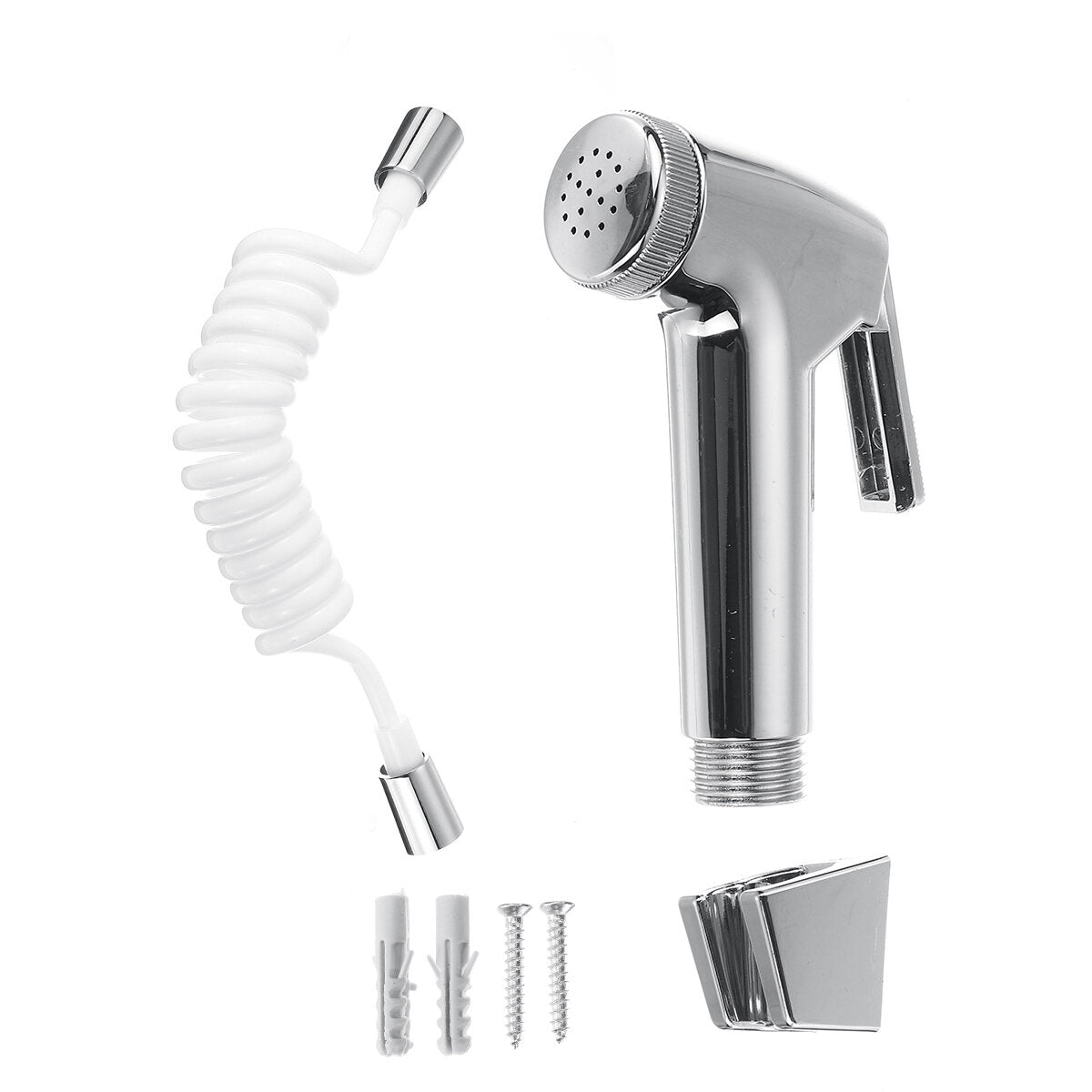 Chrome Toilet Bidet Sprayer Set - Hygienic Shower Head with Hose Nozzle