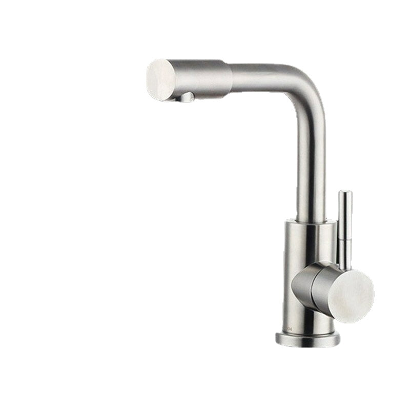 Stainless Steel Kitchen Faucet - Single Hole, Hot & Cold Water Mixer Tap