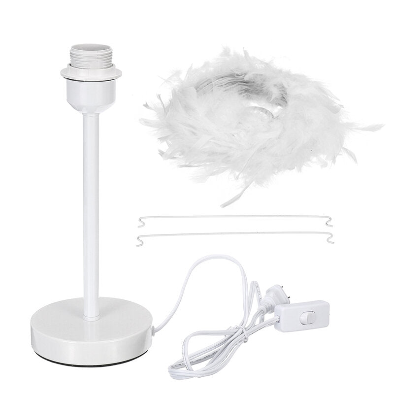 Modern Feather Shade Bedside Table Lamp - DIY Decor Gift for Bedroom, Home - No Bulb Included