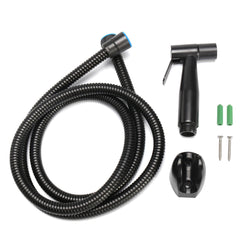 Black Handheld Toilet Bidet Sprayer - Bathroom Shattaf Douche Shower & Cloth Diaper Washer Kit