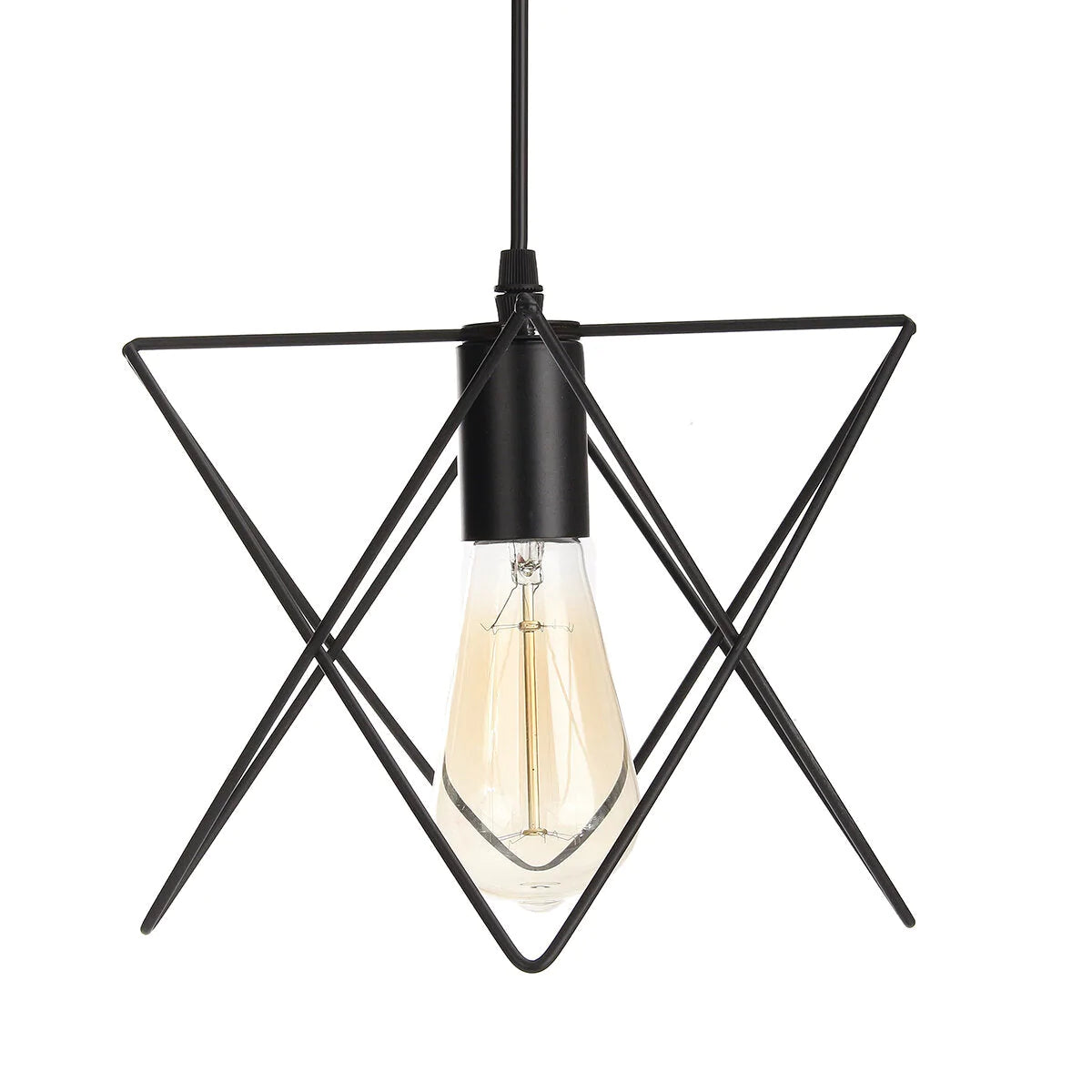 3-in-1 Vintage Metal Ceiling Light Pendant Lamp with Cage Lampshade Fixture for Indoor Lighting