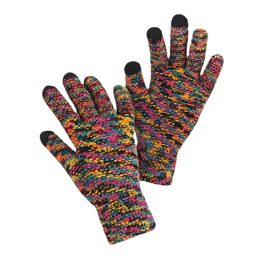 Unisex Knitted Touch-Screen Winter Gloves - Warm Chenille, Three-Finger & Full-Finger Options