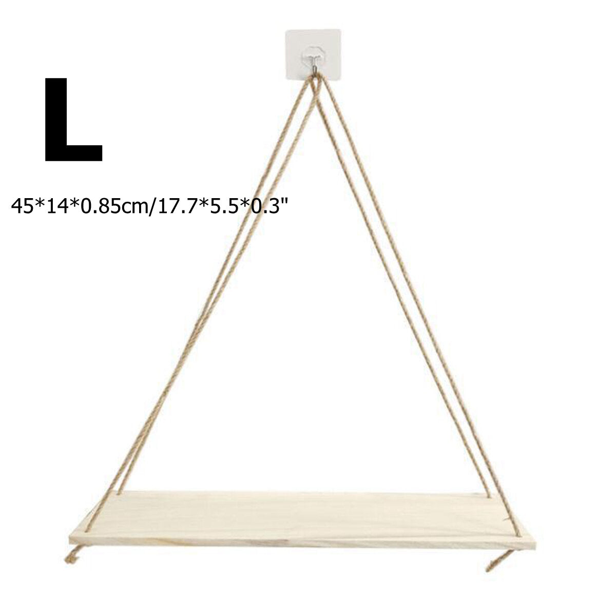 Wooden Hanging Swing Shelf - Floating Rope Wall Display Rack for Home Decor