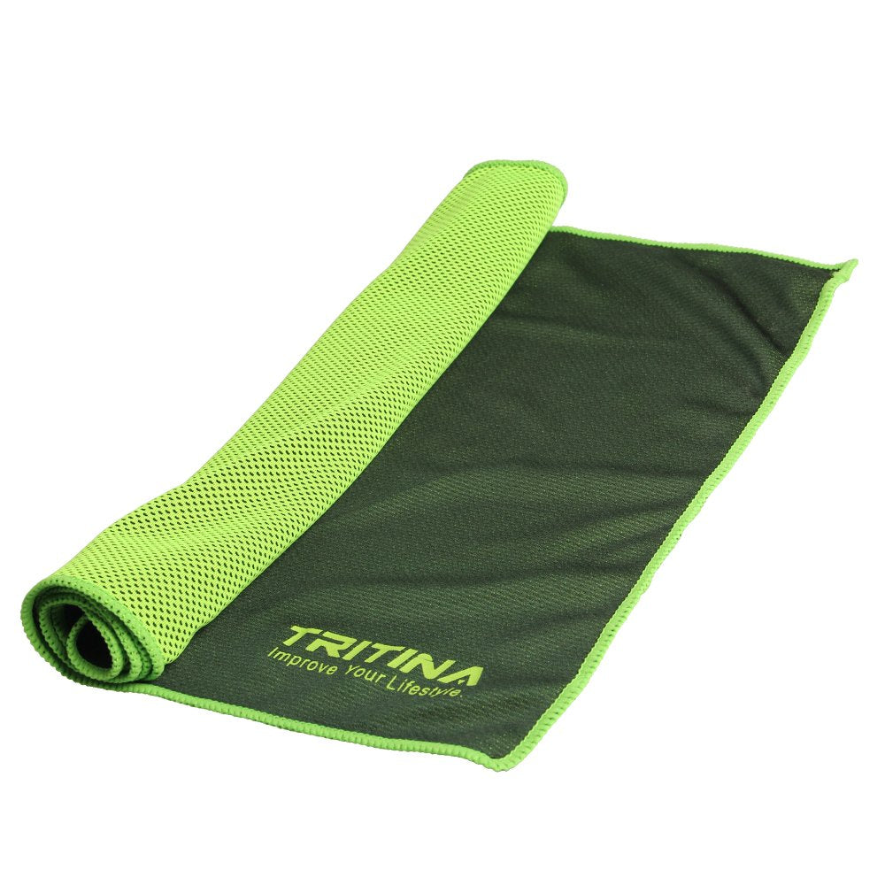 TRITINA Cool Towel Neck Wrap for Beach Sports, Travel，Camping, Yoga, Workout Long-Lasting Ice Chill XL 80x32 cm / 32x13 inch Green