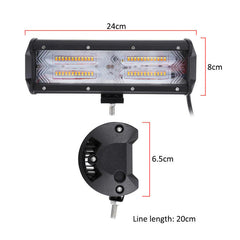 9" 48 LED Headlights, 144W 14400LM, 6500-7000K, IP68, White & Yellow Strobe, DC9-32V