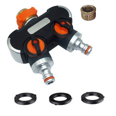 2-Way Garden Hose Splitter with Quick Connector and Switch, Includes 4 Gaskets for Irrigation