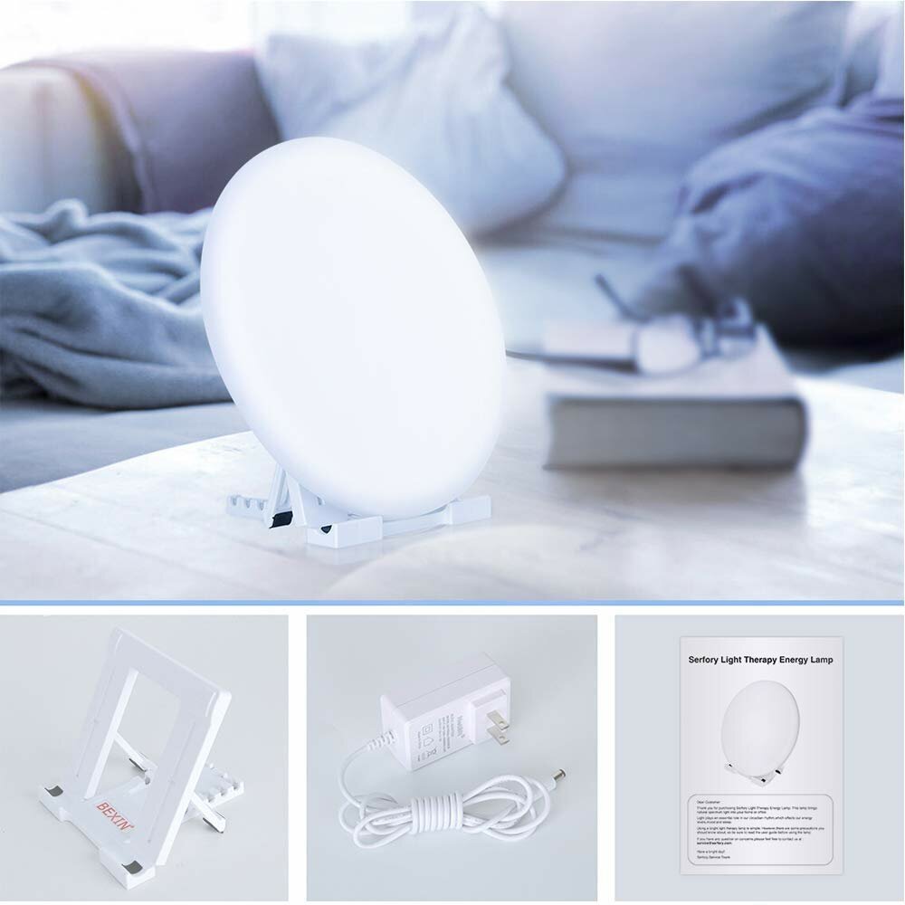 UV-Free 10000 Lux LED Light Therapy Lamp - Touch Control, 3 Brightness Levels, Memory Function, Compact Size