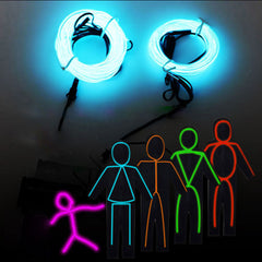 EL Wire Neon Light Flexible Rope Tube - Car Interior LED Strip Atmosphere Lamp for Auto Decoration