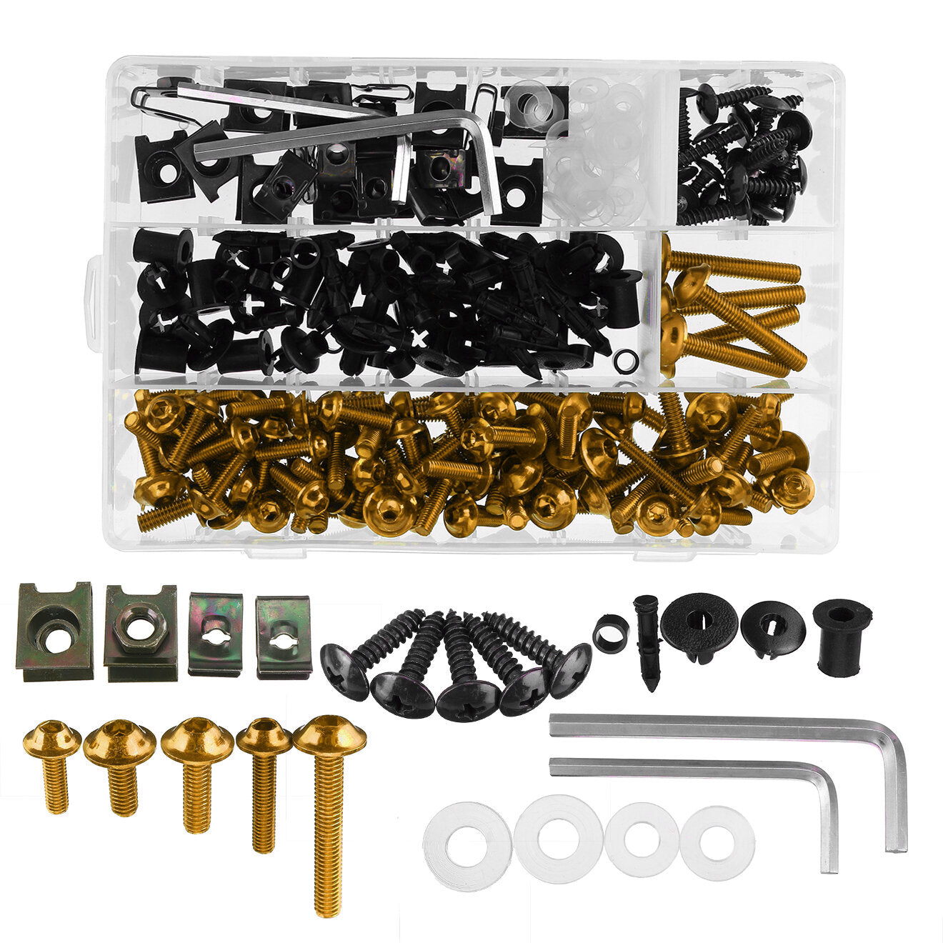 251pcs Motorcycle Sportbike Fairing Bolt Kit - Body Fasteners, Clips, Screws Set