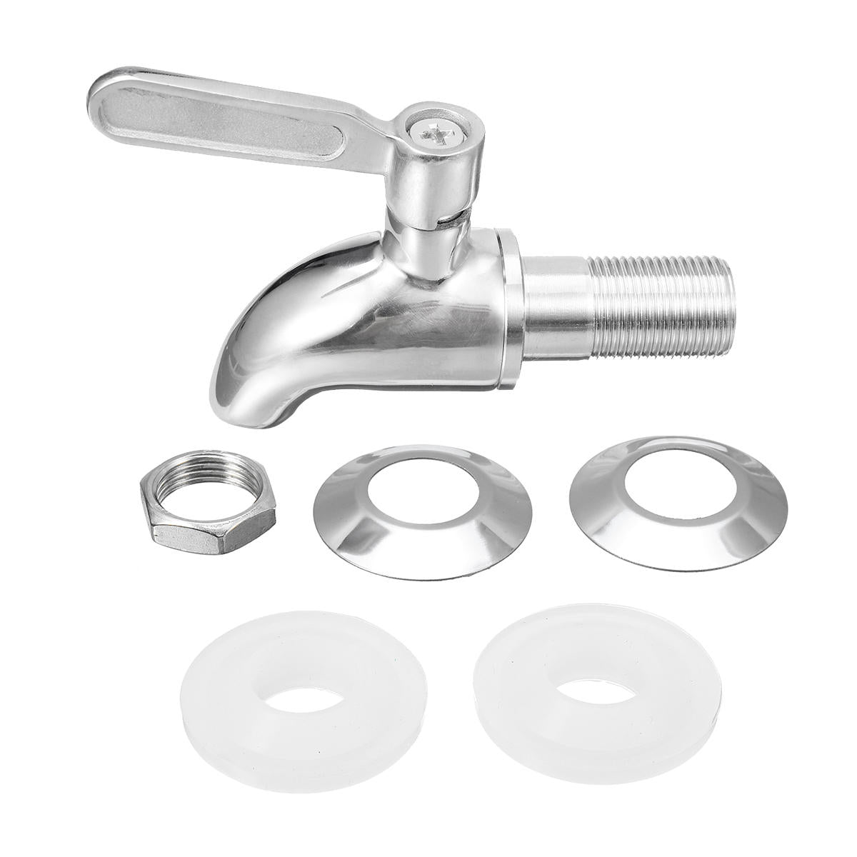 Silver Stainless Steel Faucet Tap for Beverage Dispenser with Switch - Ideal for Water, Juice, Coffee