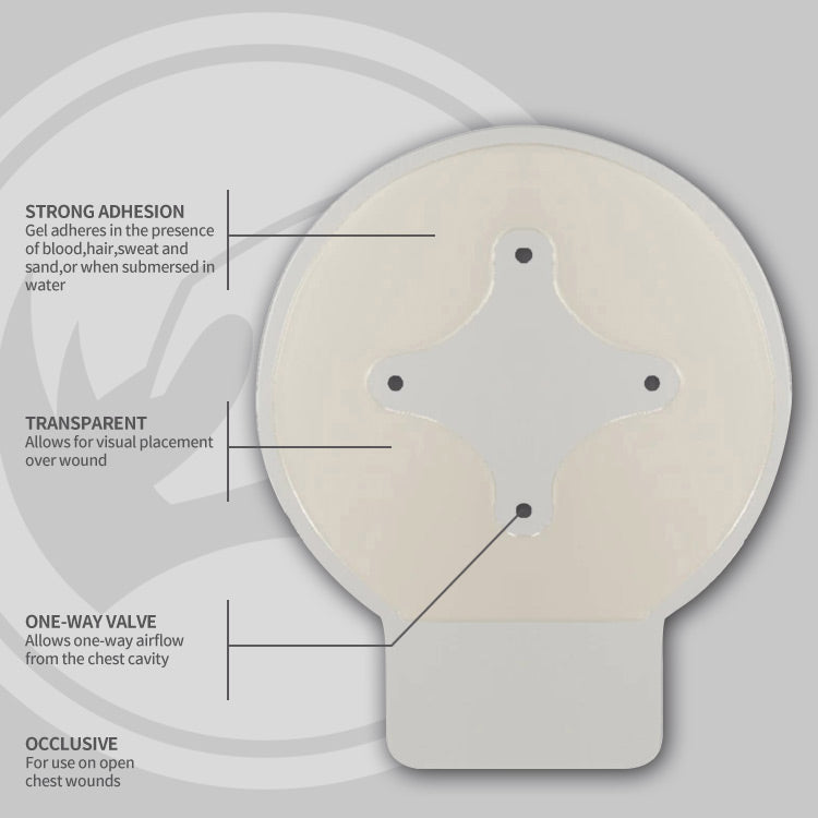 Vented Chest Seal for Open Chest Injuries - Adhesive Medical Dressing