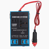 1500W Solar Power Inverter 12V/24V DC to 220V AC Converter with 4 USB Ports for Car