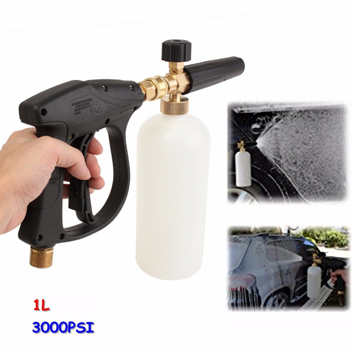 3000 PSI High Pressure Washer with 1L Foam Lance Bottle for Car Cleaning