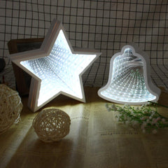 Creative Cute Star Mirror Lamp - LED Tunnel Night Light for Kids, Gift, Atmosphere Light, White/Warm White