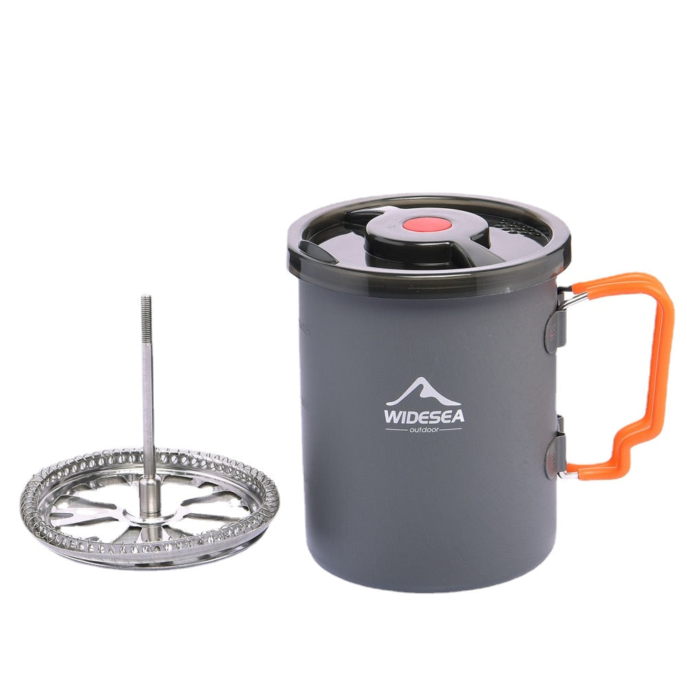 Camping Coffee Pot with French Press - Outdoor Mug & Cookware for Hiking and Trekking