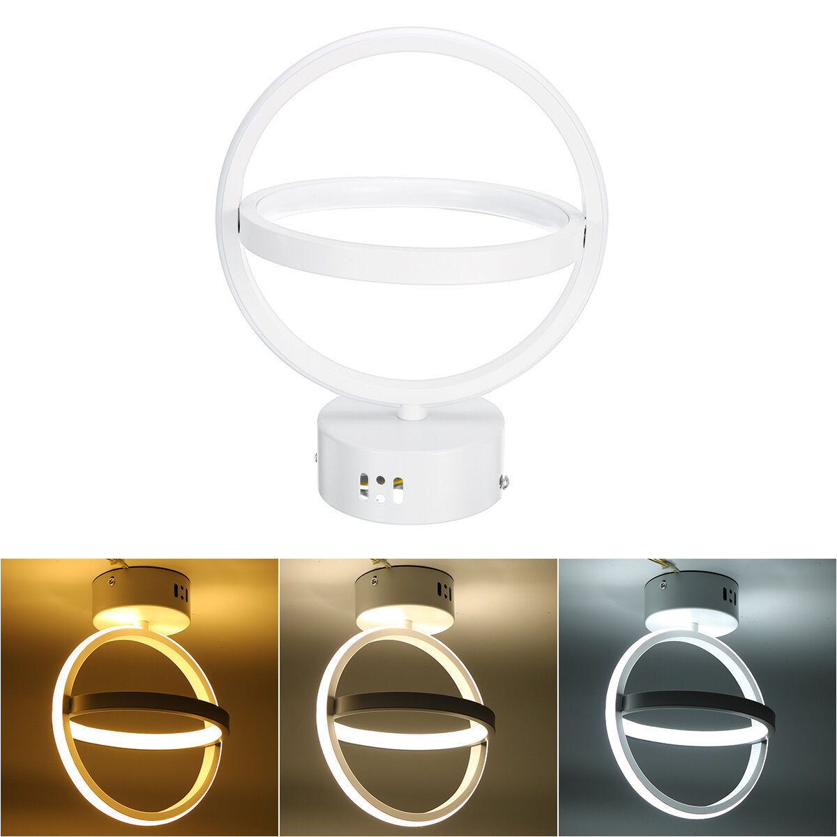 Modern LED Ceiling Lamp Dual Ring Chandelier Fixture, AC85-265V, Living Room Pendant Light