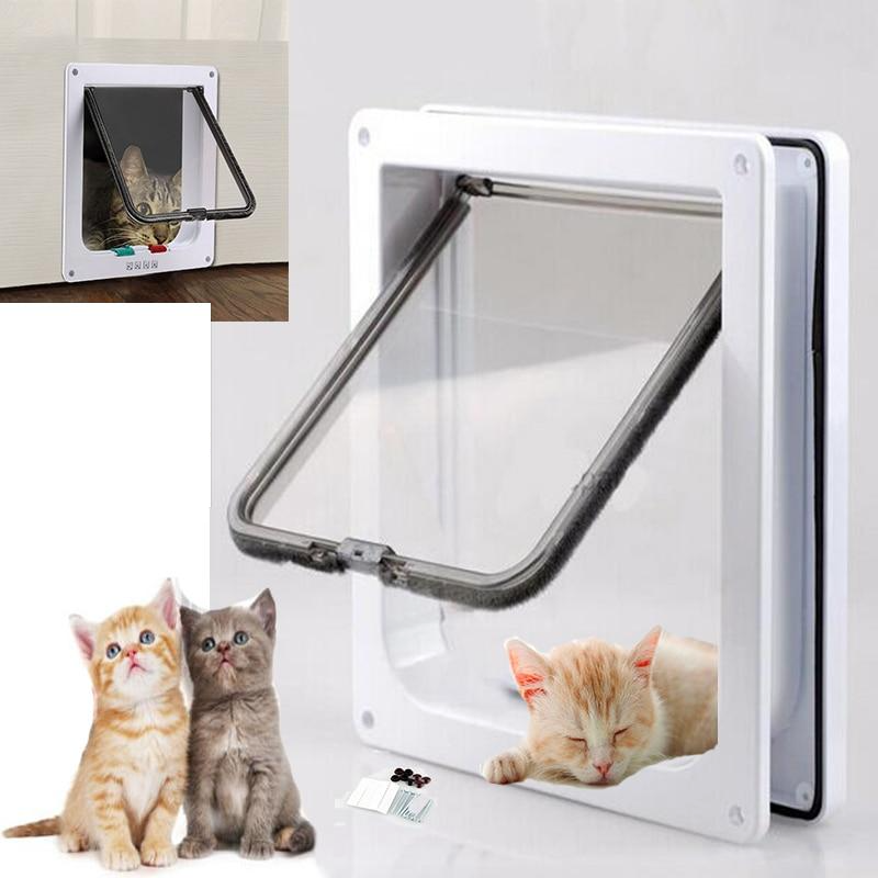 4-Way Lockable Pet Door for Cats & Dogs - ABS Plastic, Secure Flap, Sizes S/M/L - Pet Supplies & Gates