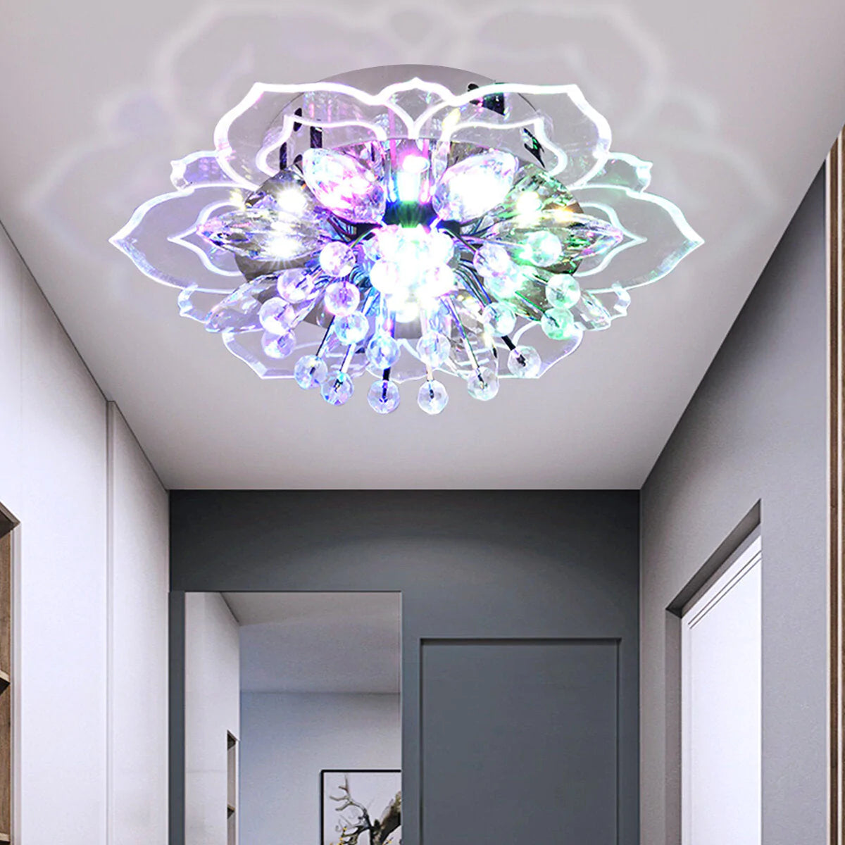 Modern 9W Crystal LED Ceiling Light Fixture Pendant Lamp Chandelier - New