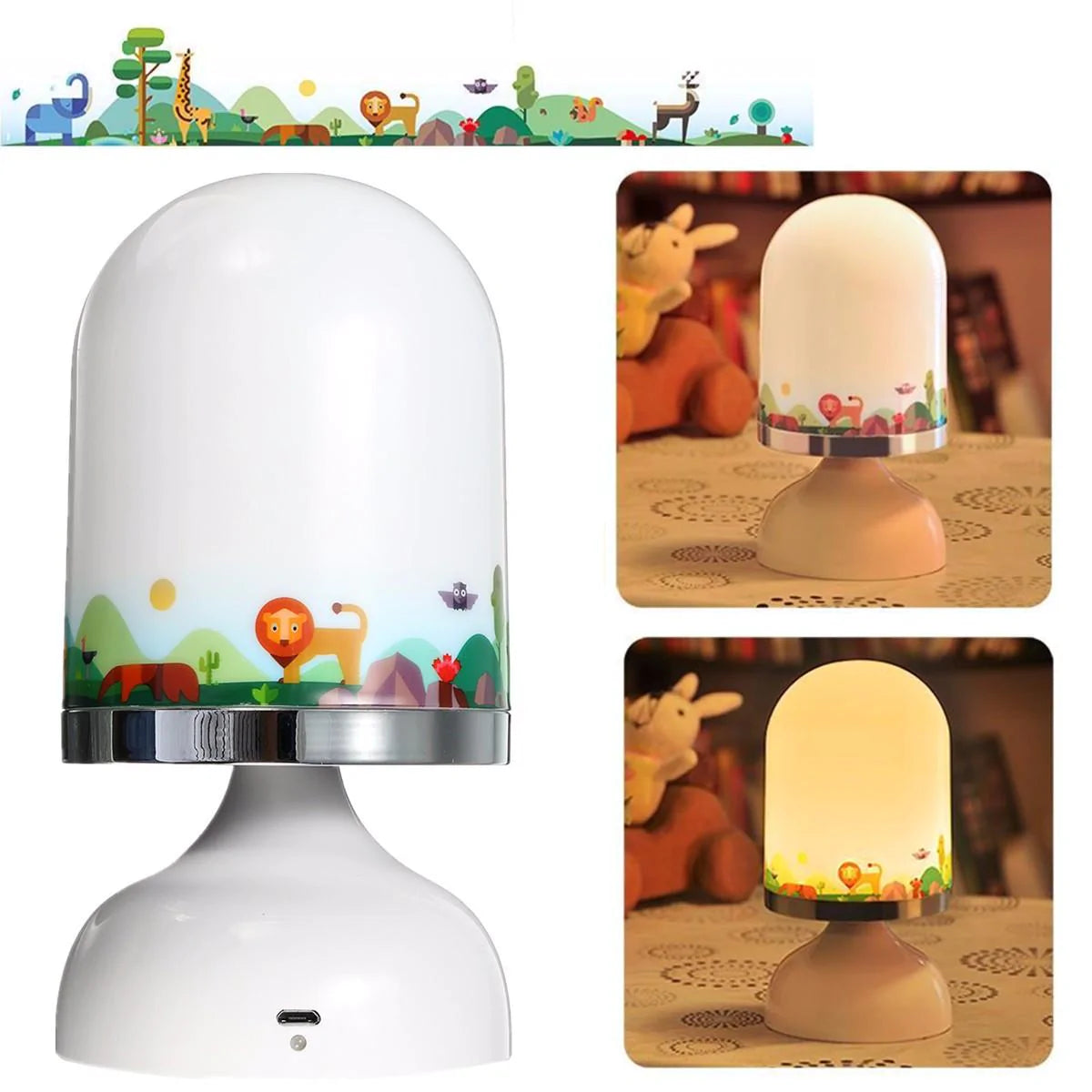 Portable USB Rechargeable LED Night Light with Vibration Sensor and Hanging Stand