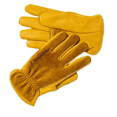 Durable Retro Yellow Cowhide Leather Gloves for Outdoor Work, Camping, and Labor Insurance