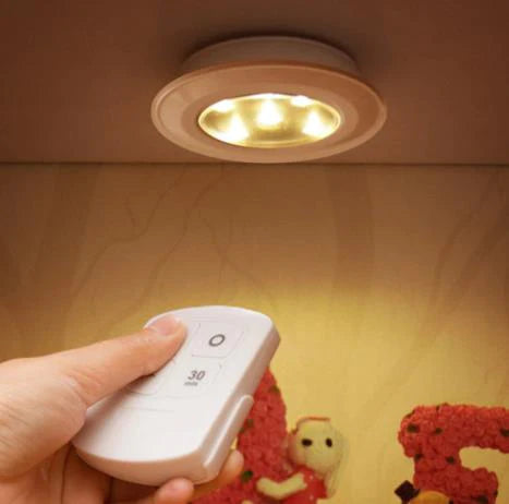 Wireless Remote Control LED Night Light - Battery Powered Ceiling Lamp for Kitchen Cabinets