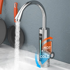 3300W Electric Hot Water Heater Faucet with LED Temperature Display - Instant Heating Tap