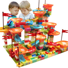 Marble Race Run Big Block Compatible City Building Funnel Slide DIY Toys for Kids