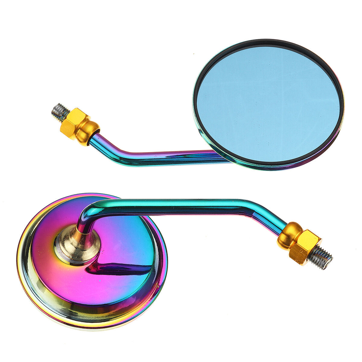 Blue Anti-Glare Aluminum Motorcycle Rearview Side Mirrors with M10 Screw