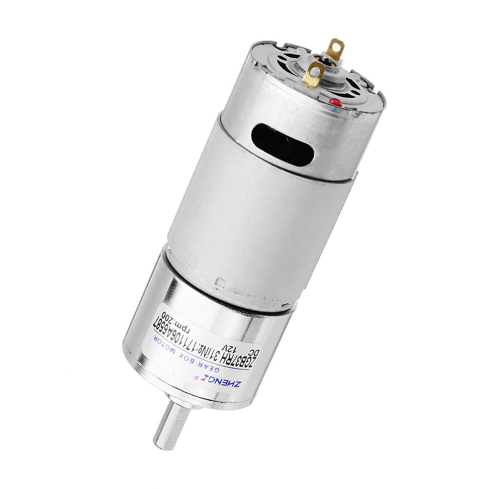 12V DC Gear Motor, 200 RPM, High Torque, Gear Reduction